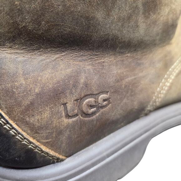 Men's UGG Biltmore Leather Waterproof Brown Size 11 Moc Toe Lace‎ Up Soft Comfy - Picture 12 of 16